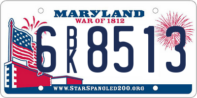 MD license plate 6BK8513