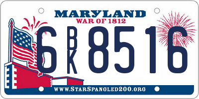 MD license plate 6BK8516