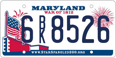 MD license plate 6BK8526