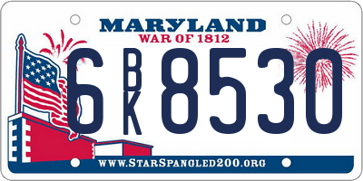 MD license plate 6BK8530