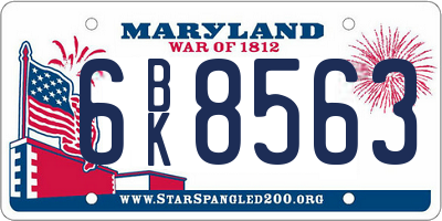 MD license plate 6BK8563