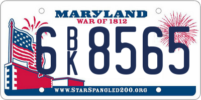 MD license plate 6BK8565