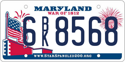 MD license plate 6BK8568