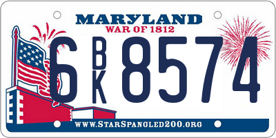 MD license plate 6BK8574