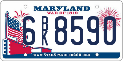 MD license plate 6BK8590