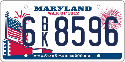 MD license plate 6BK8596