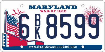 MD license plate 6BK8599