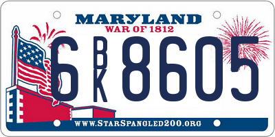 MD license plate 6BK8605