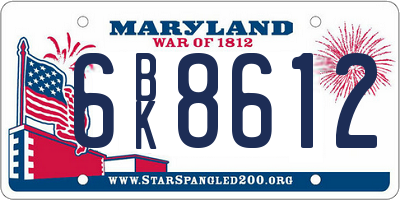 MD license plate 6BK8612