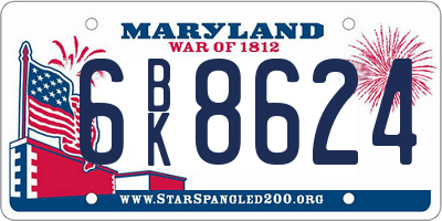 MD license plate 6BK8624