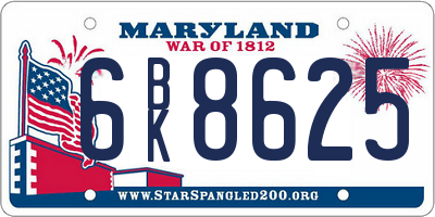 MD license plate 6BK8625