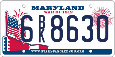 MD license plate 6BK8630