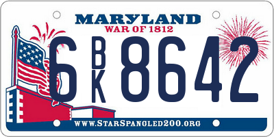 MD license plate 6BK8642