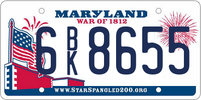 MD license plate 6BK8655