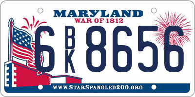 MD license plate 6BK8656