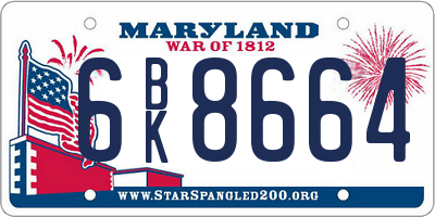 MD license plate 6BK8664