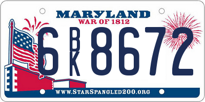 MD license plate 6BK8672