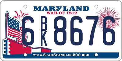 MD license plate 6BK8676