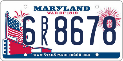 MD license plate 6BK8678