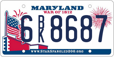 MD license plate 6BK8687