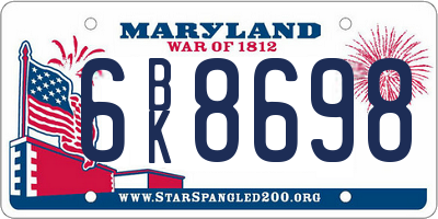 MD license plate 6BK8698