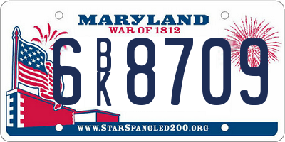 MD license plate 6BK8709