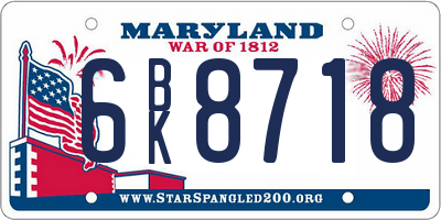 MD license plate 6BK8718