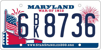 MD license plate 6BK8736