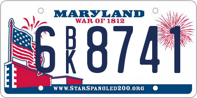 MD license plate 6BK8741
