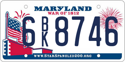 MD license plate 6BK8746