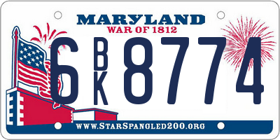 MD license plate 6BK8774