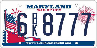 MD license plate 6BK8777