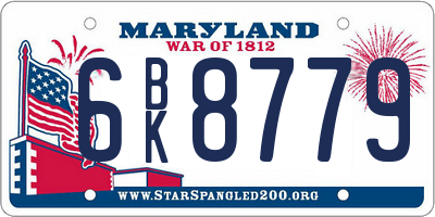 MD license plate 6BK8779
