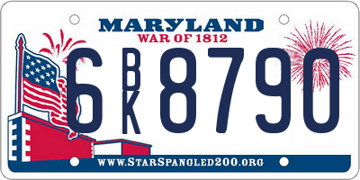 MD license plate 6BK8790