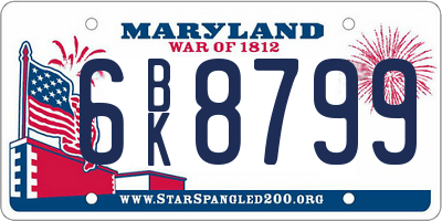 MD license plate 6BK8799