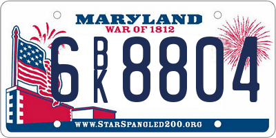 MD license plate 6BK8804