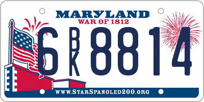 MD license plate 6BK8814