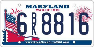MD license plate 6BK8816
