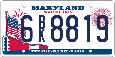 MD license plate 6BK8819