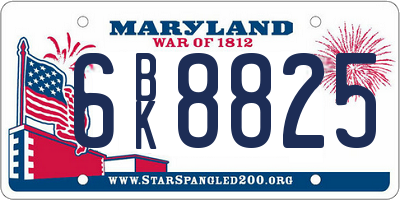 MD license plate 6BK8825
