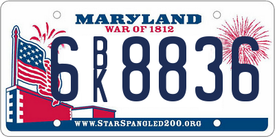 MD license plate 6BK8836