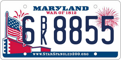 MD license plate 6BK8855