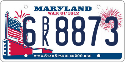 MD license plate 6BK8873