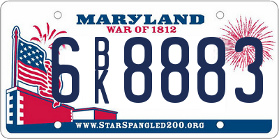 MD license plate 6BK8883