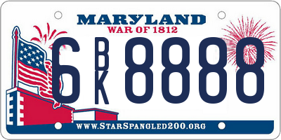 MD license plate 6BK8888
