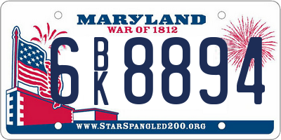 MD license plate 6BK8894