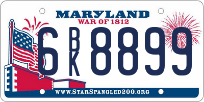 MD license plate 6BK8899