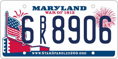 MD license plate 6BK8906