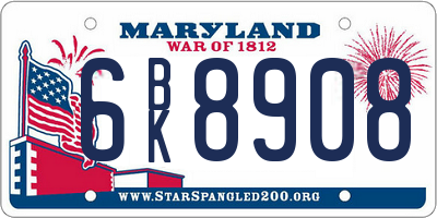MD license plate 6BK8908