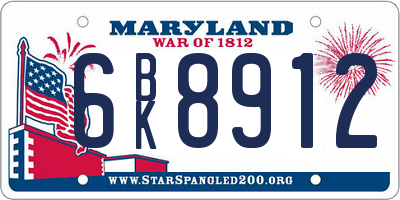 MD license plate 6BK8912